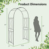 Garden arch trellis with dimensions 87" height and 47.5" width, ideal for climbing plants and outdoor decorations.