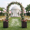 Garden arch trellis with self-watering planter boxes in black, perfect for outdoor parties and supporting climbing.