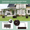 Garden arch trellis with 2 planter boxes in black, featuring a faux woven rattan design and lockable wheels for easy.