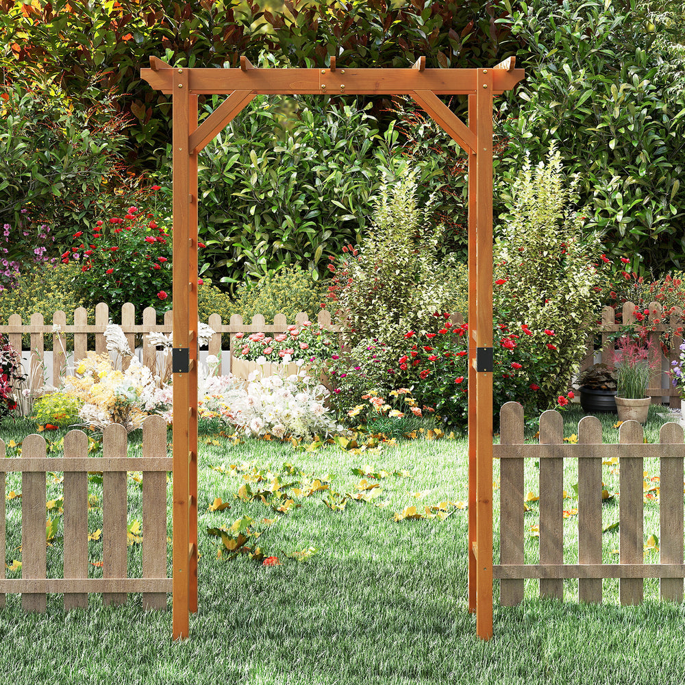 7/7.5 Feet Garden Arch Wooden Arbor Outdoor Wood Trellis for Climbing Plants-7 FT - Gallery View 1 of 11