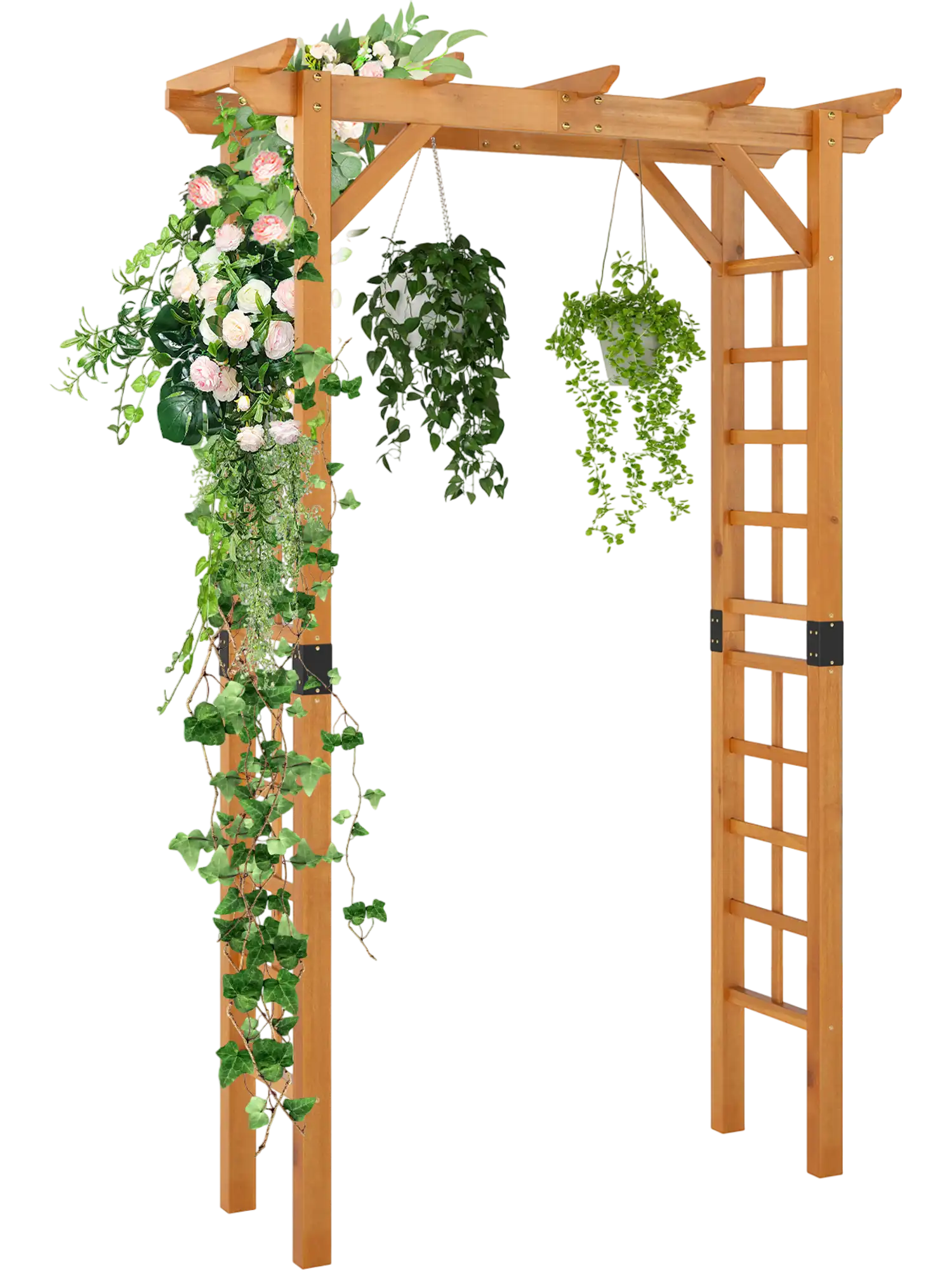 Costway 7/7.5' Garden Arch Wooden Arbor Outdoor Trellis for Climbing Plants 364759128 New