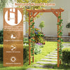 Garden arch wooden arbor made of fir wood, featuring an elegant design for climbing plants and decorative items.