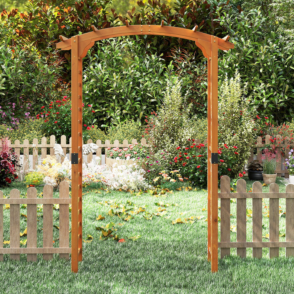7/7.5 Feet Garden Arch Wooden Arbor Outdoor Wood Trellis for Climbing Plants-7.5 FT - Gallery View 1 of 11