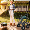 Garden Hose Reel Cart 300 Feet Large Capacity with 4 Wheels and Storage Basket-Gray - Gallery View 1 of 10