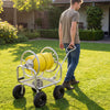 Garden Hose Reel Cart 300 Feet Large Capacity with 4 Wheels and Storage Basket-Silver - Gallery View 1 of 12