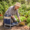 Garden kneeler and seat with wide EVA foam padding, navy color, ideal for gardening and outdoor tasks.