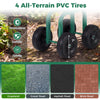 Garden rolling workseat with 360° swivel seat, featuring 7" all-terrain PVC tires for easy movement on various surfaces.
