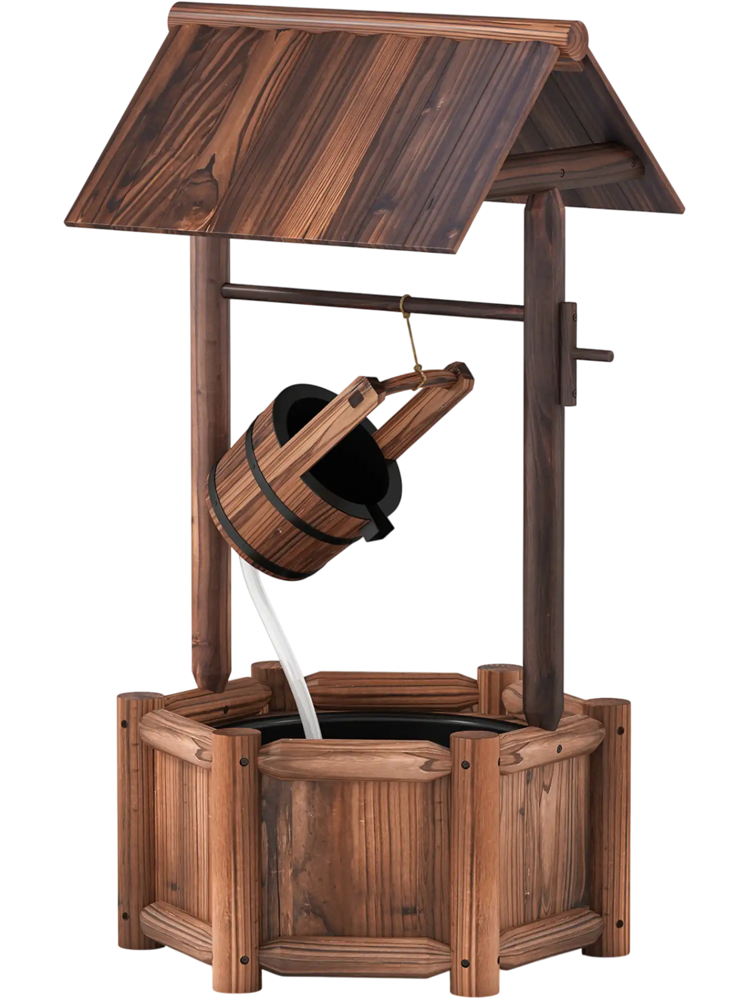Costway Rustic Wooden Wishing Well Water Fountain Pump 67931204 New