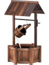 Garden Rustic Wishing Well Wooden Water Fountain with Pump