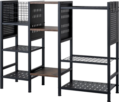 Costway Garden Tool Organizer Wooden Shelves Garage Shed 47372663 New