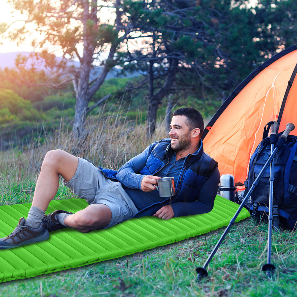 3 Inch Thick Inflatable Waterproof Camping Sleeping Pad-Green - Gallery View 1 of 10
