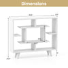 Geometric white bookcase with multiple shelves and anti-tipping kit, ideal for living room or office storage.