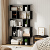 Geometric Bookshelf 5-Tier Bookcase with Open Shelves and Closed-back Cubes-Black - Gallery View 1 of 10