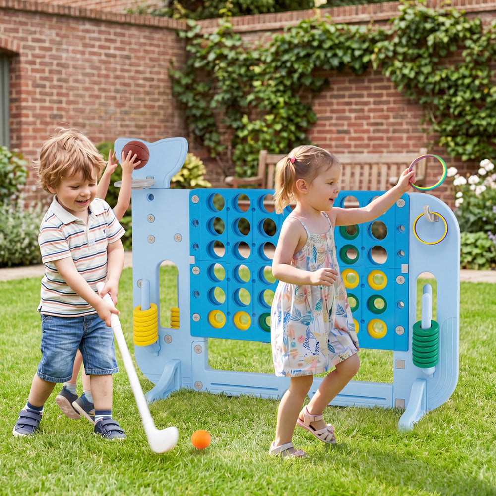 Giant 4-to-Score Game Set Jumbo Connect Four Game with Ring-toss-Blue - Gallery View 1 of 10