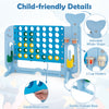 Giant 4-to-Score game set in blue with whale shape, cup holders, and game reset lever for fun indoor or outdoor play.