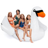 Giant inflatable swan pool float with a spacious design for 4 adults, ideal for parties and relaxing in the water.