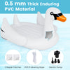 Giant inflatable swan pool float for 4 adults, made of 0.5 mm PVC, includes 4 cup holders and electric pump for easy.