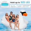 Giant inflatable swan pool float for 4 adults, 63" x 43", with 4 cup holders, ideal for beach and lake fun.