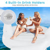 Giant inflatable swan pool float for 4 adults with 4 built-in drink holders, perfect for sunbathing and water fun.