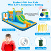 Giant inflatable water slide for kids aged 3-10, featuring dual slides, splash pool, and safety mesh walls for outdoor.