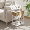 Natural wood top Giantex end table with charging station, USB ports, and hidden storage, perfect for living room use.