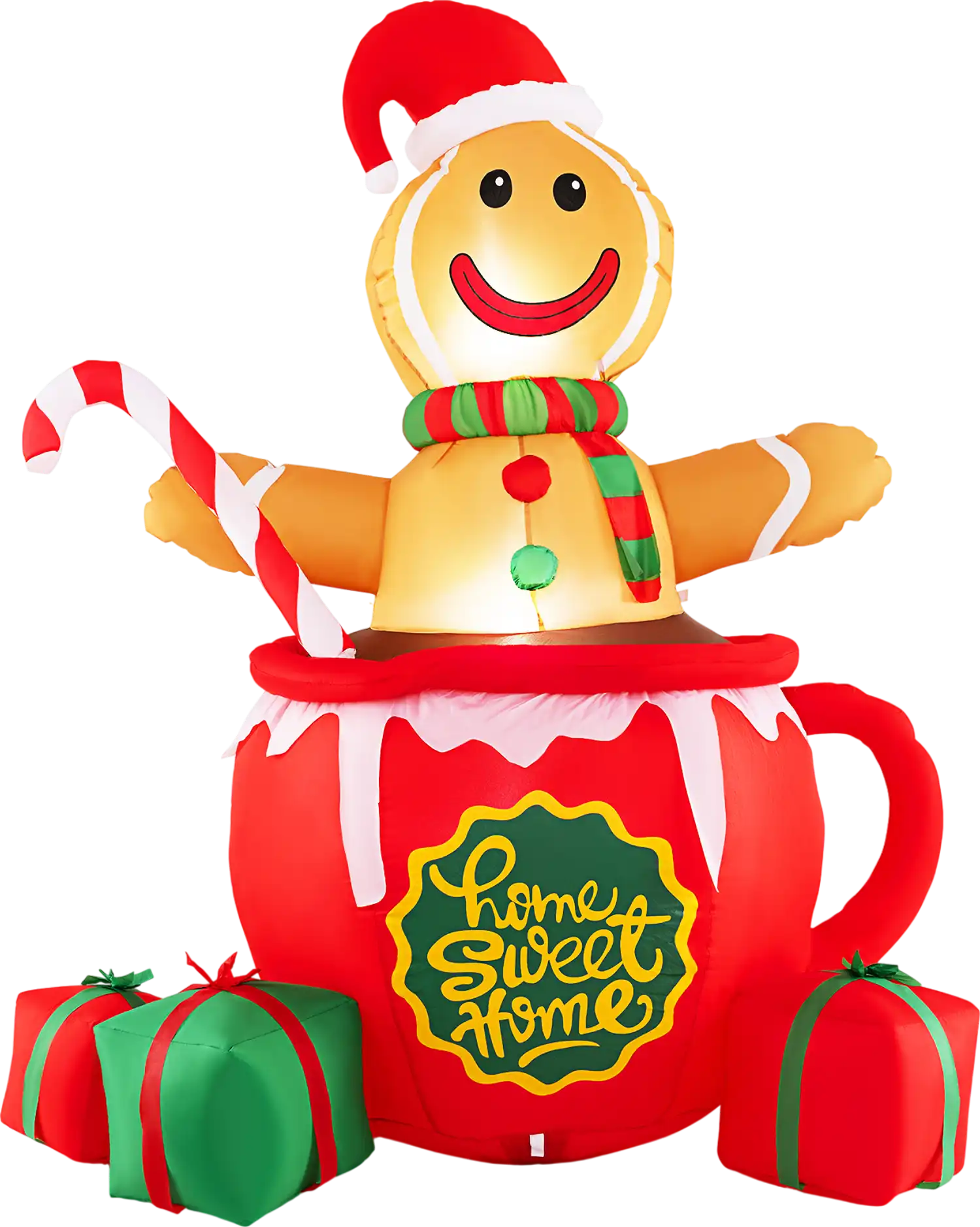 Costway 7' Inflatable Gingerbread Man Hot Cocoa Mug LED Gift Boxes 26853791 New