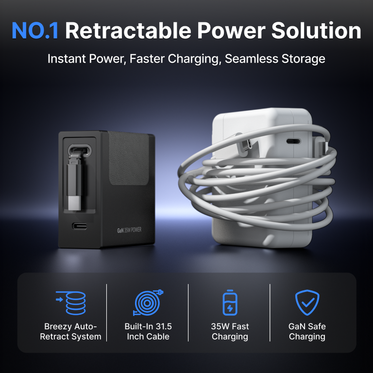 Giraffe Tools SGH-C35AM Retractable Charger 35W White USB-C New