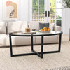 Oval glass coffee table showcasing a spacious top for decorations, featuring a sleek design with curved edges for.