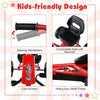 Go Kart for kids in red featuring adjustable seat, steering handlebars, and heavy-duty metal frame for safe outdoor fun.