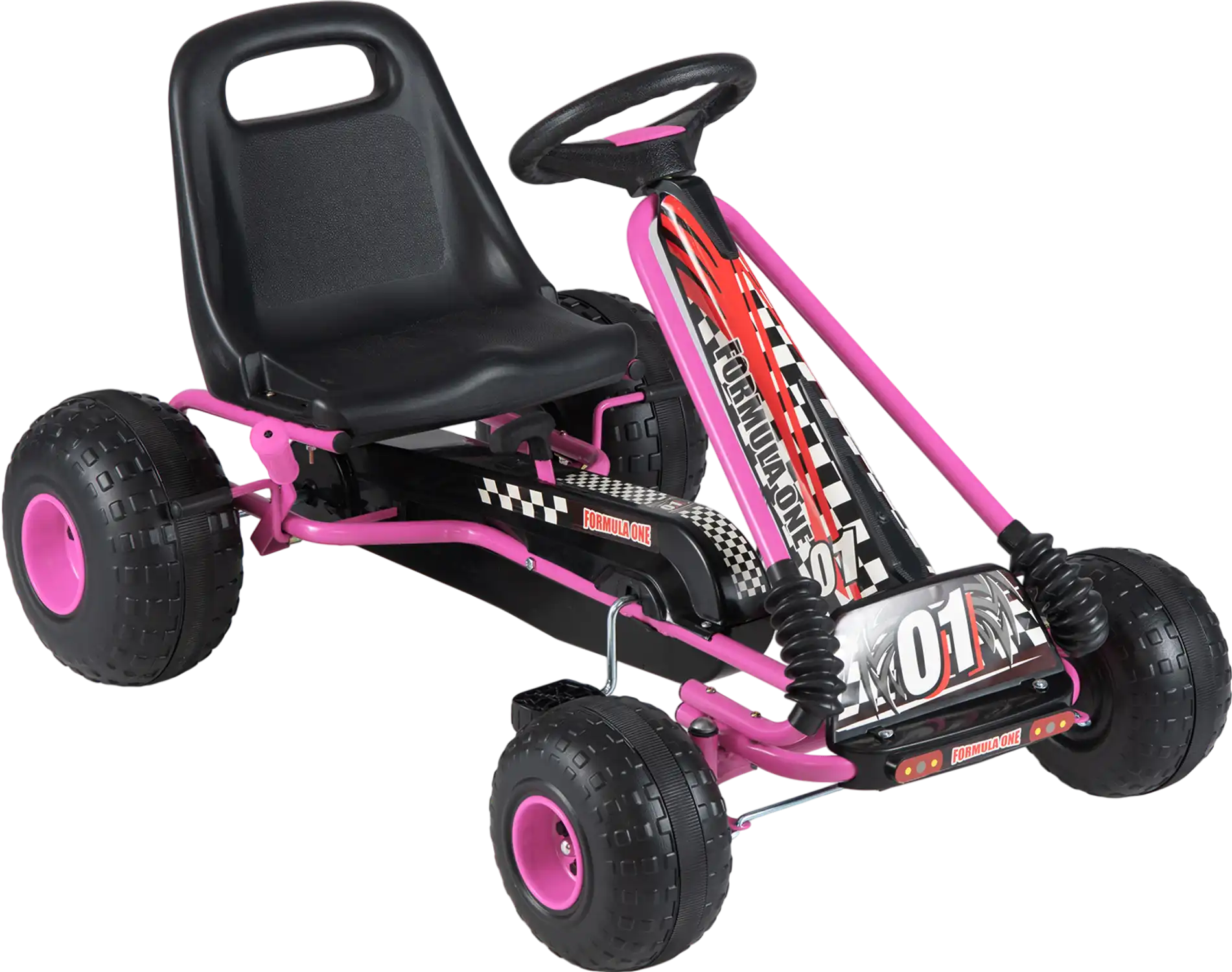 Costway Kids Pedal Go Kart 4-Wheel Adjustable Seat Multi-Terrain Wheels 15036848 New