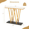 Gold entryway table with faux marble top and metal frame, measuring 40"x12", perfect for narrow spaces and stylish.