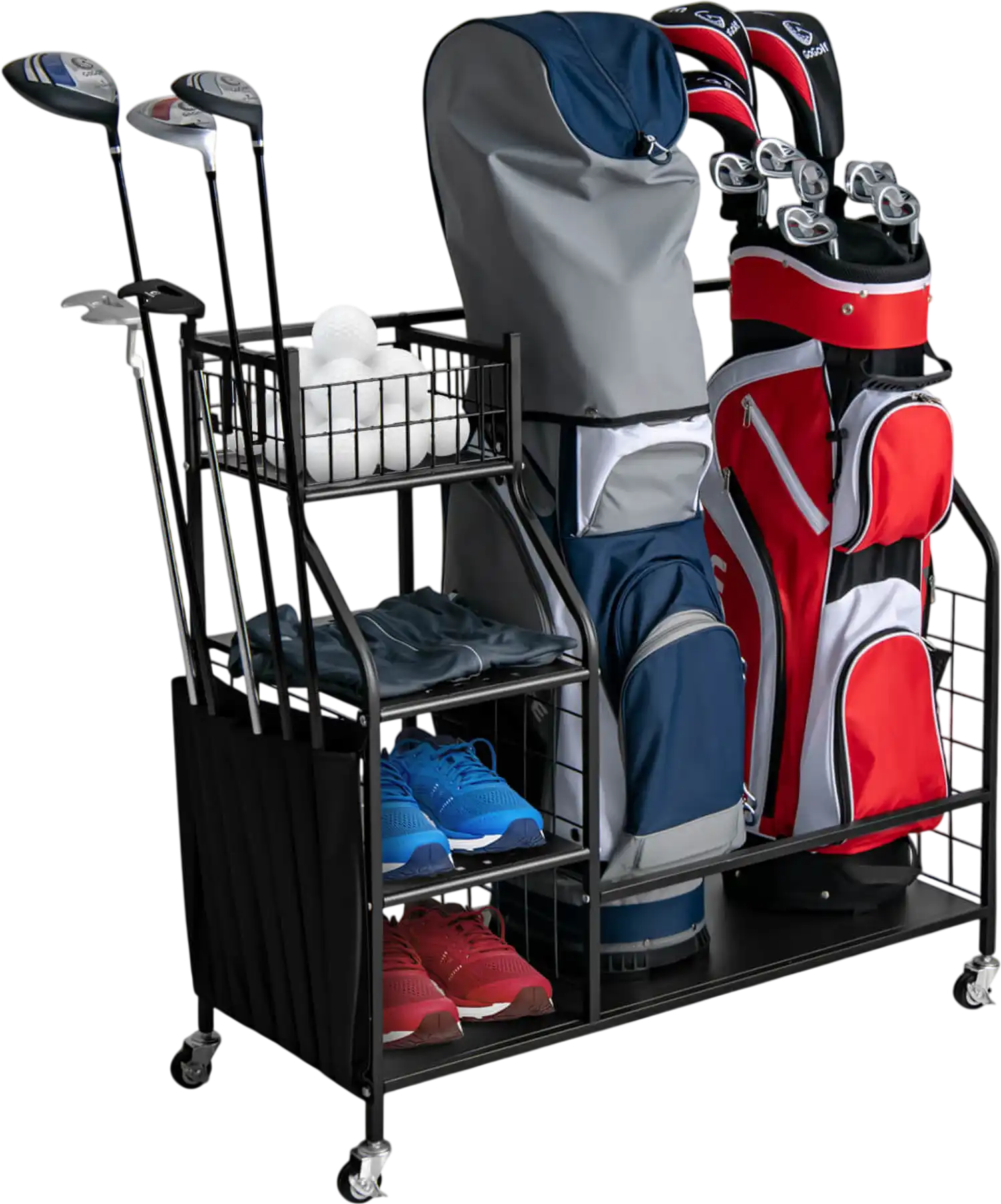 Costway Double Golf Bag Organizer Lockable Wheels 38794652 New
