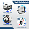 Double golf bag organizer featuring a rustproof metal frame, security bar, and 4 lockable universal wheels for easy.