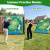 Golf chipping game set in vertical and flat modes, featuring a large target and adjustable angle for indoor and outdoor practice.