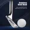 Stainless steel golf sand wedge with milled grooves, designed for right-handed golfers to enhance short game control.