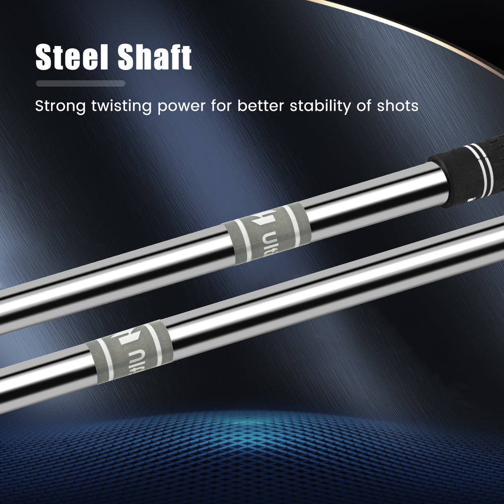 Steel shaft of the 56-degree golf sand wedge, designed for stability and control in short game shots.
