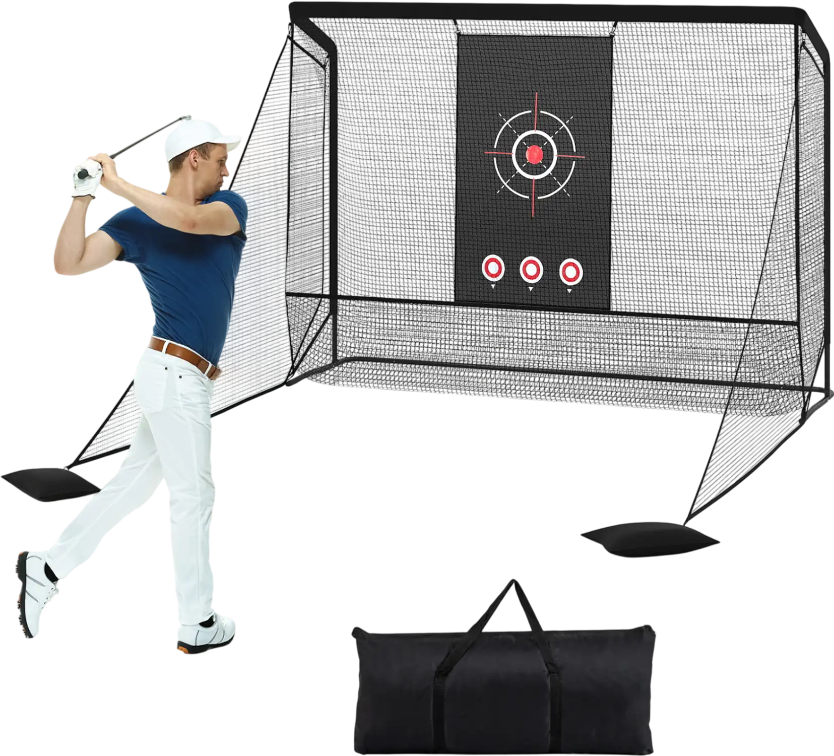 Costway Golf Practice Hitting Net Cage w/ Side Barriers Target Cloth Metal Frame 86302845 New