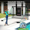 Golf practice hitting net with detachable side nets, tear-resistant nylon, and reinforced metal frame for backyard use.