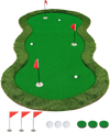 5 x 10 Feet Golf Practice Putting Green Mat with 3 Holes and Golf Balls for Home Office Backyard