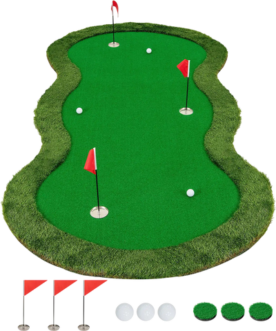 Costway 5' x 10' Golf Practice Putting Green Mat w/ 3 Holes & Balls 274896135 New