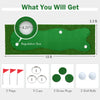 Golf putting green with realistic artificial grass turf, featuring 3 holes, flags, and cups for indoor or outdoor.