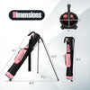 Lightweight pink golf stand bag with press-to-stand base, adjustable strap, and 2-way top divider for easy club storage.