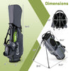 Golf stand bag with 8 way top dividers, 5 zippered pockets, and adjustable straps, ideal for easy club access.