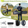 Lightweight gray golf stand bag with 8 way top dividers and 5 zippered pockets, designed for easy carrying and storage.