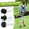Golf stand cart bag in green with dual strap system, 6-way divider, and 7 pockets for easy organization and comfort.