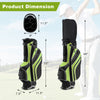 Golf stand cart bag in green with 6-way divider, 7 pockets, and adjustable straps, ideal for avid golfers.
