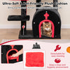 Gothic cat tree featuring a plush cat bed and arch-shaped condo, perfect for feline relaxation and play.