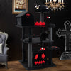 Gothic cat tree with coffin bed, 6 tiers, and plush fabric, perfect for climbing, lounging, and scratching.