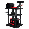 Gothic cat tree with coffin bed, 6 tiers, and plush fabric for climbing, lounging, and scratching in black.