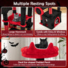 Gothic cat tree featuring a devil ear-shaped padded perch, large hammock, and cozy condo for playful kittens.